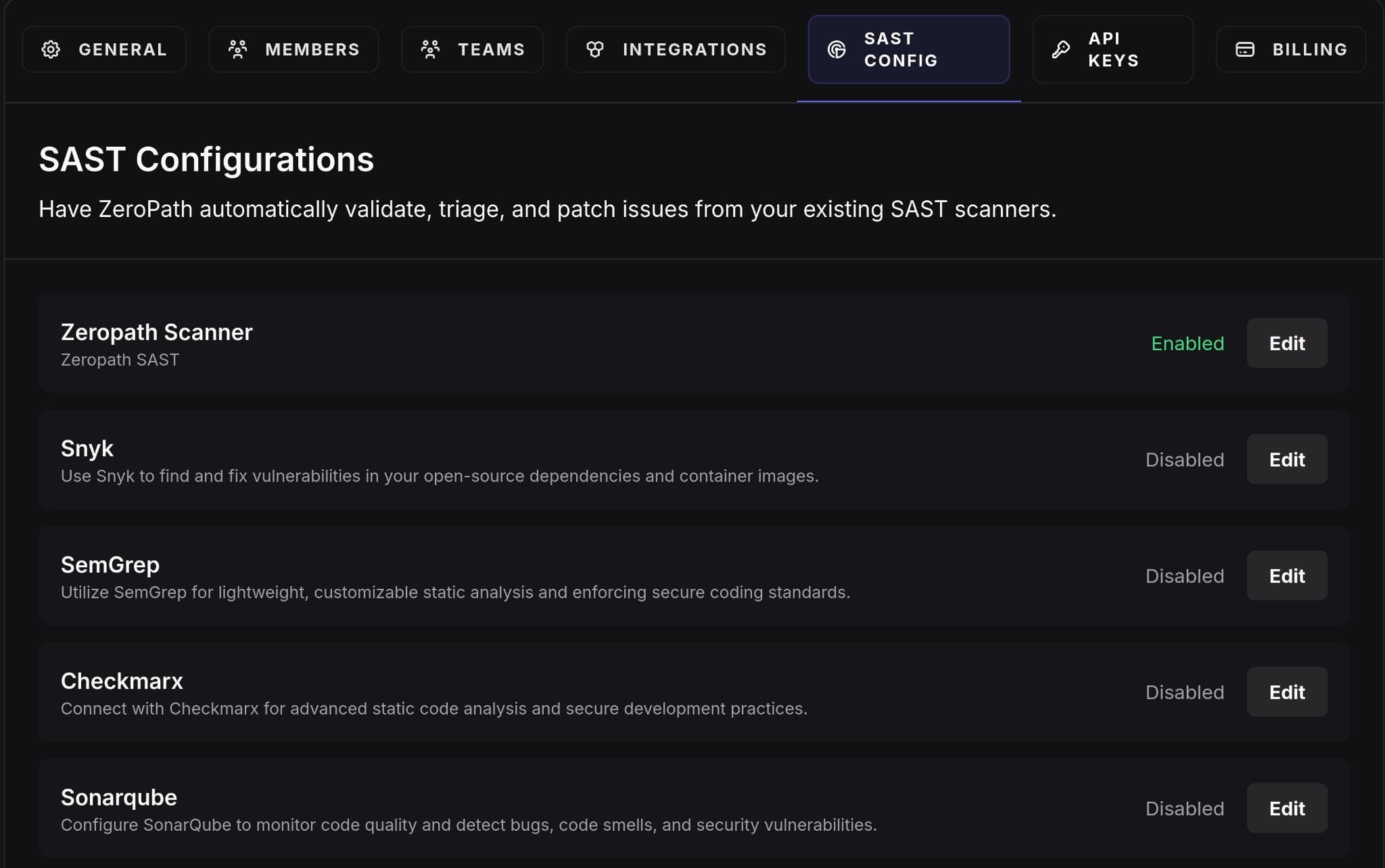 Centralized SAST Management