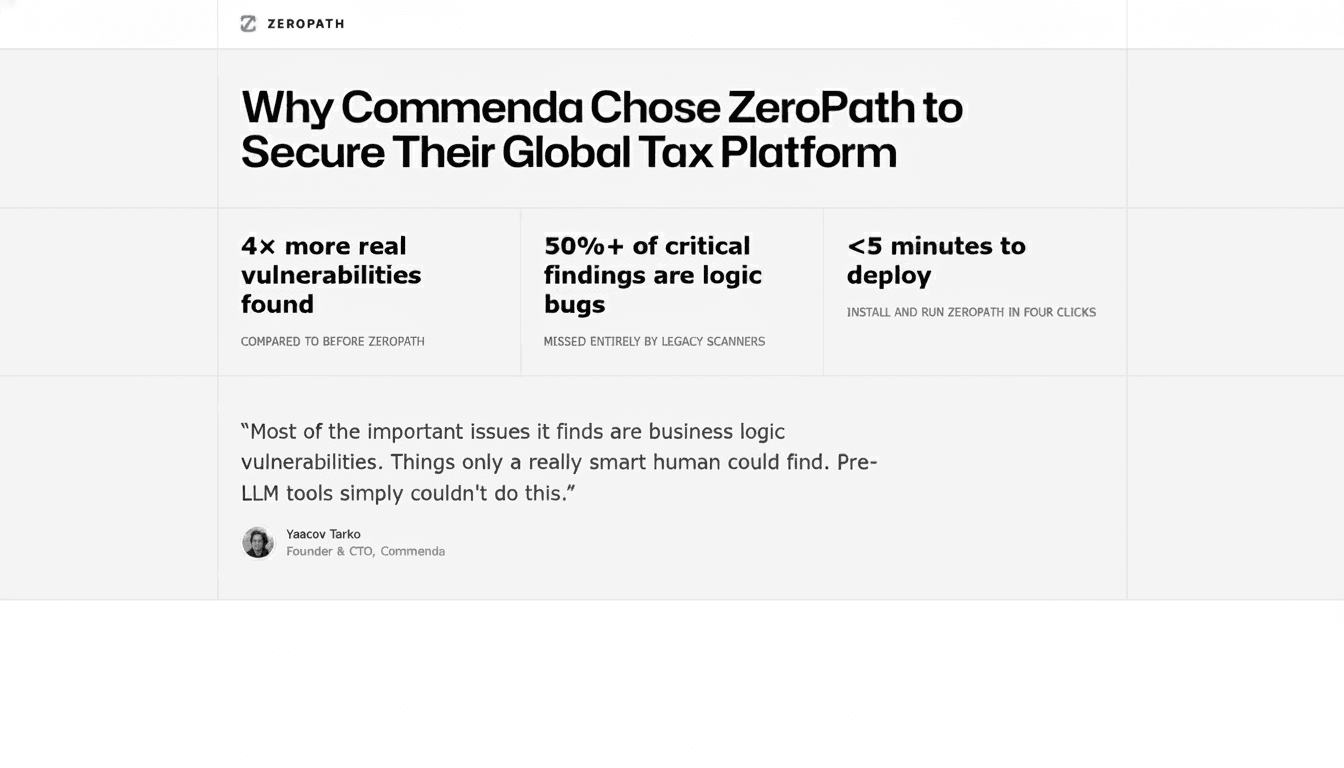 Screenshot of https://zeropath.com/blog/commenda-case-study