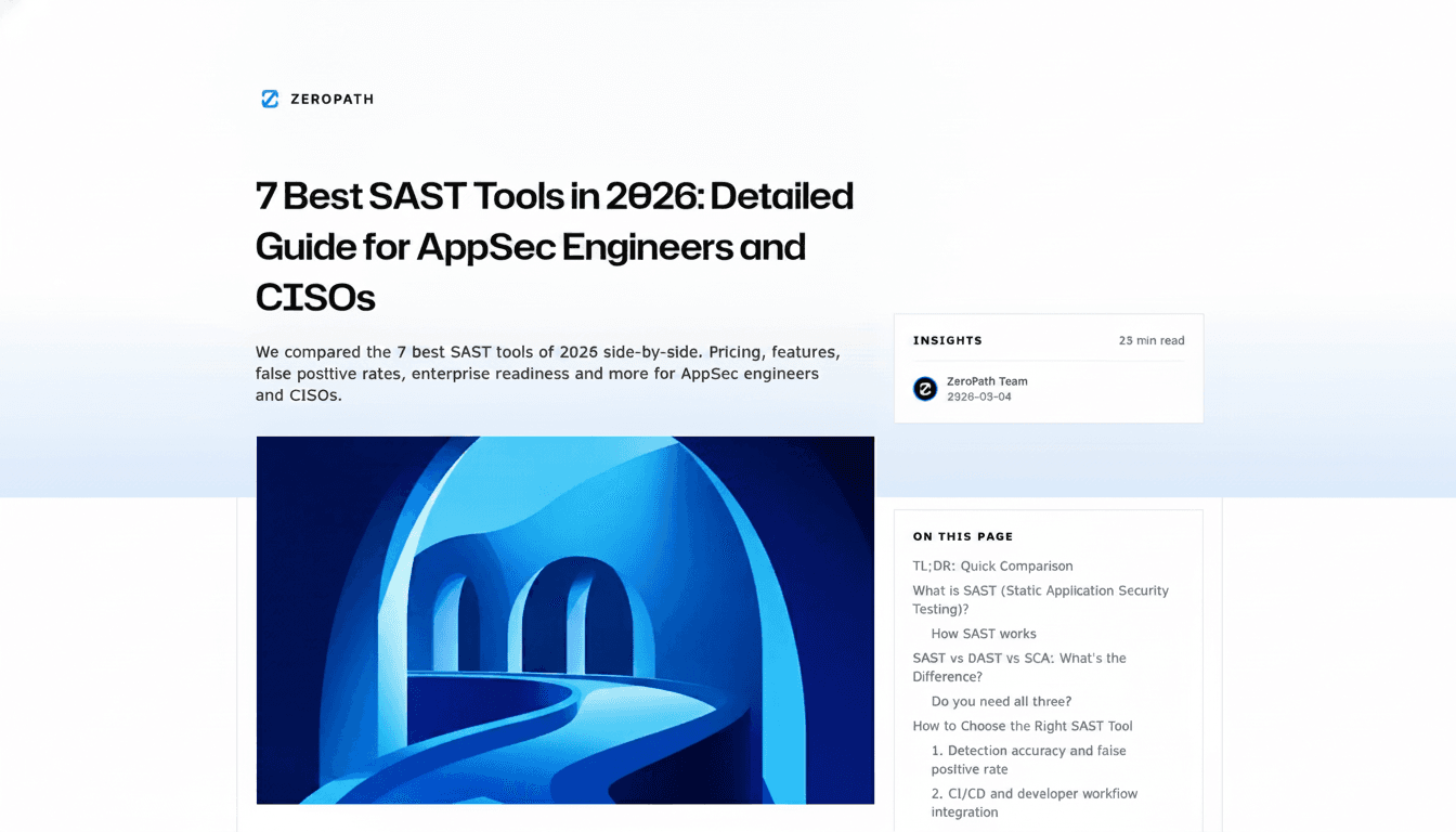 Screenshot of https://zeropath.com/blog/best-sast-tools