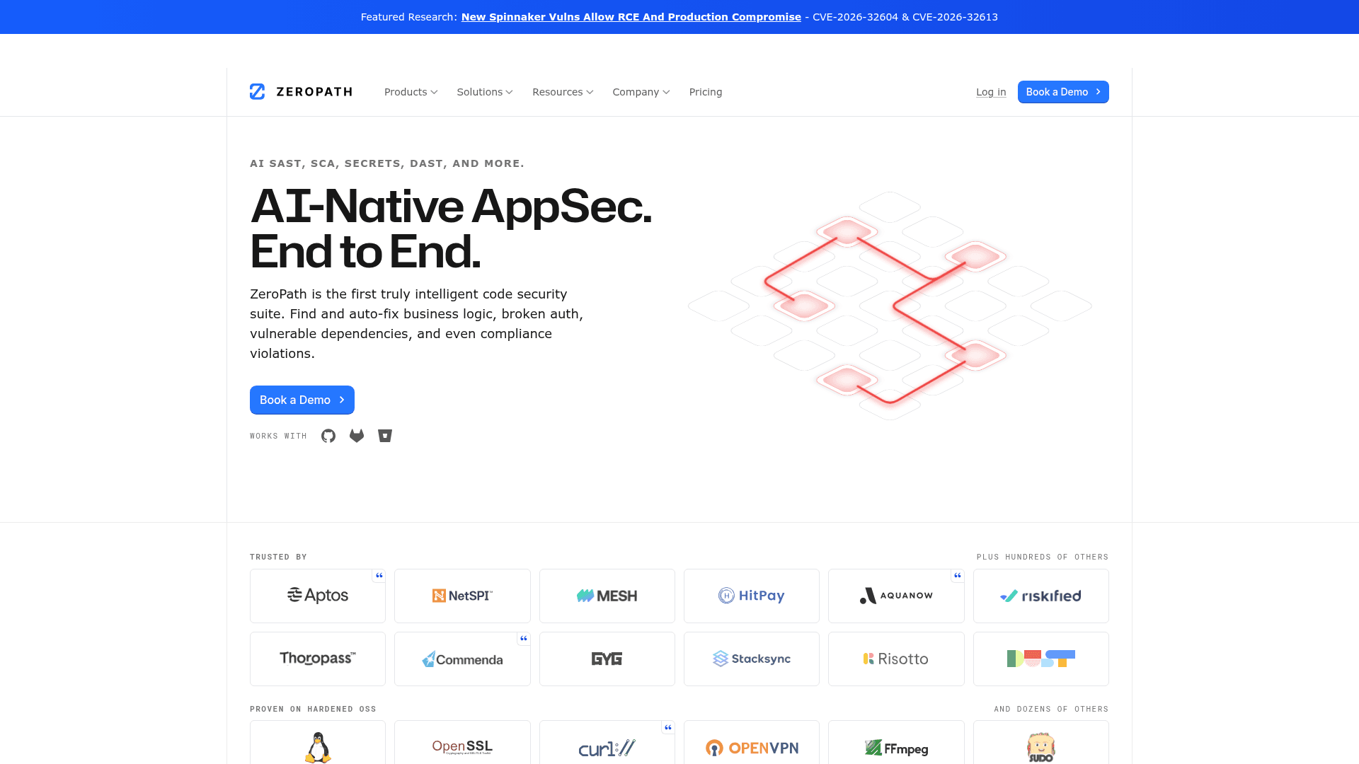 Screenshot of https://zeropath.com/
