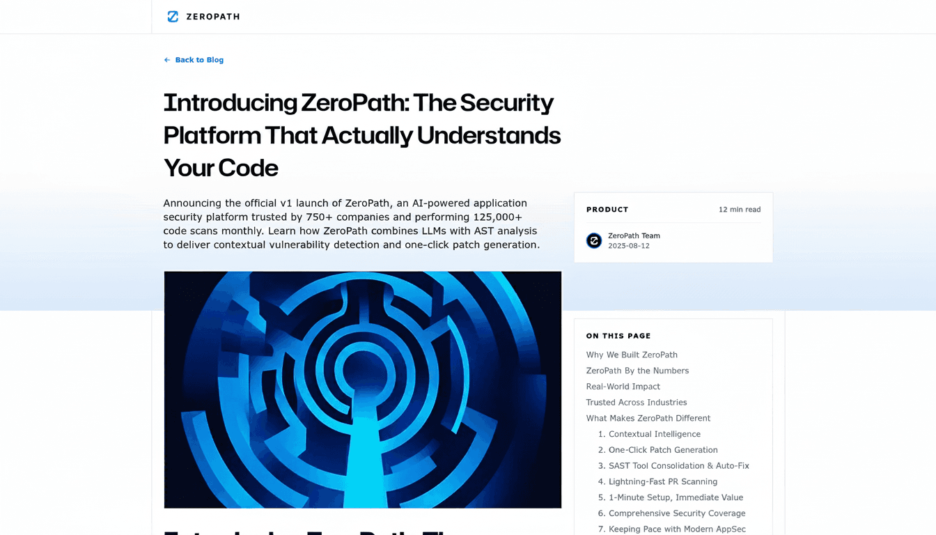 Screenshot of https://zeropath.com/blog/introducing-zeropath-v1