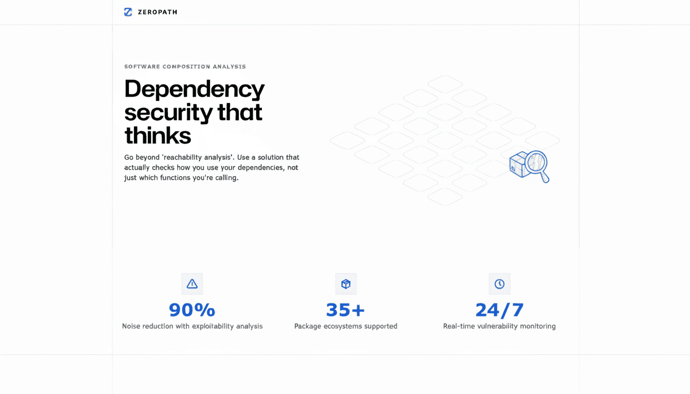 Screenshot of https://zeropath.com/products/sca